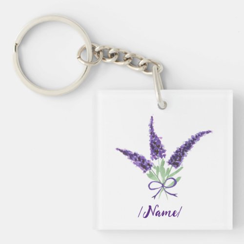Birth Flower Lavender Holiday gift Keychain