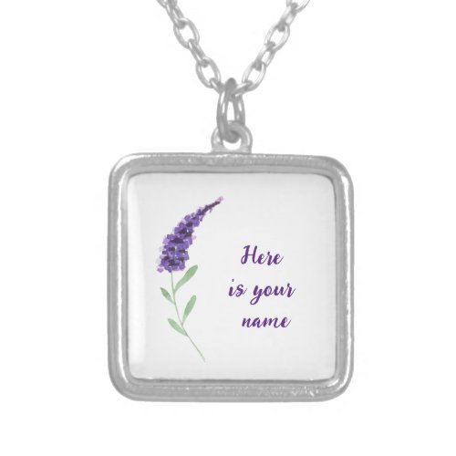 Birth Flower Lavender Holiday gift Silver Plated Necklace