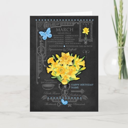 Birth Flower March Chalk Personalized Card