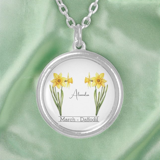 Birth Flower March Daffodil  Silver Plated Necklace (Creator Uploaded)