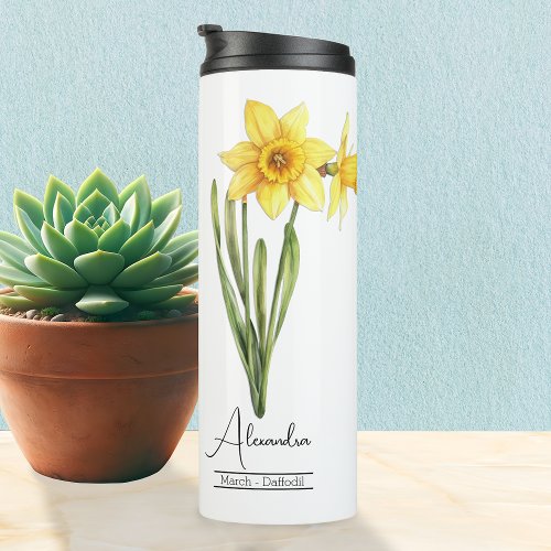 Birth Flower March Daffodil Thermal Tumbler