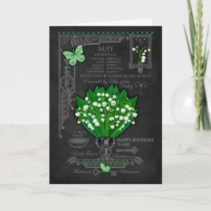 Birth Flower May Chalk Personalized Card