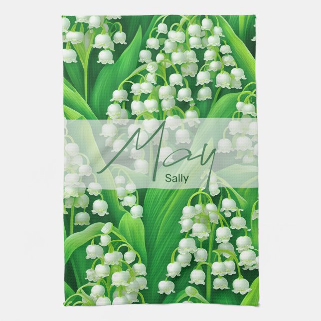 Birth Flower May Lilly of the Valley  Kitchen Towel (Vertical)