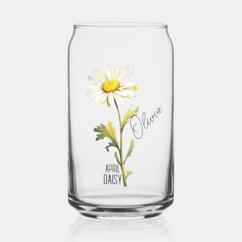 Birth Flower Month April Daisy Name Can Glass