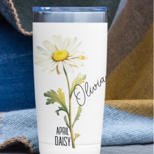 Birth Flower Month April Daisy Name Insulated Tumbler