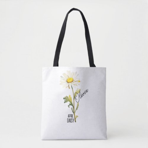 Birth Flower Month April Daisy Name Tote Bag