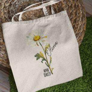 Birth Flower Month April Daisy Name Tote Bag