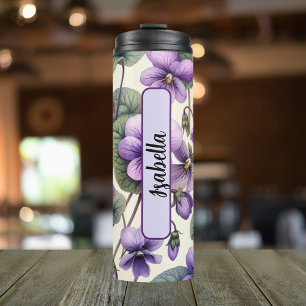 Birth Flower Month February Personalized 16 oz Thermal Tumbler