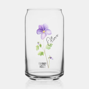 Birth Flower Month February Violet Name Can Glass