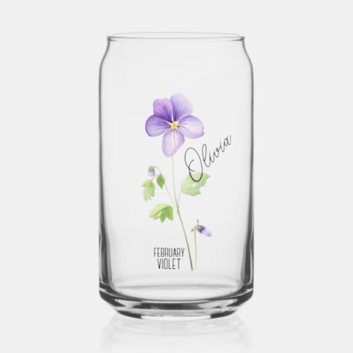 Birth Flower Month February Violet Name Can Glass