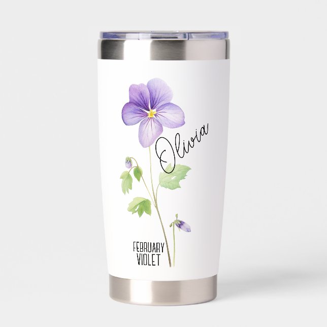 Birth Flower Month February Violet Name Insulated Tumbler (Front)