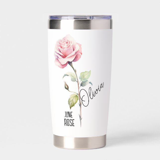 Birth Flower Month June Rose Name  Insulated Tumbler (Front)