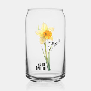 Birth Flower Month March Daffodil Name Can Glass