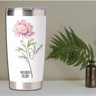 Birth Flower Month November Peony Name Insulated Tumbler