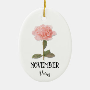 Birth Flower November Birthday Peony Art Nouveau Ceramic Ornament