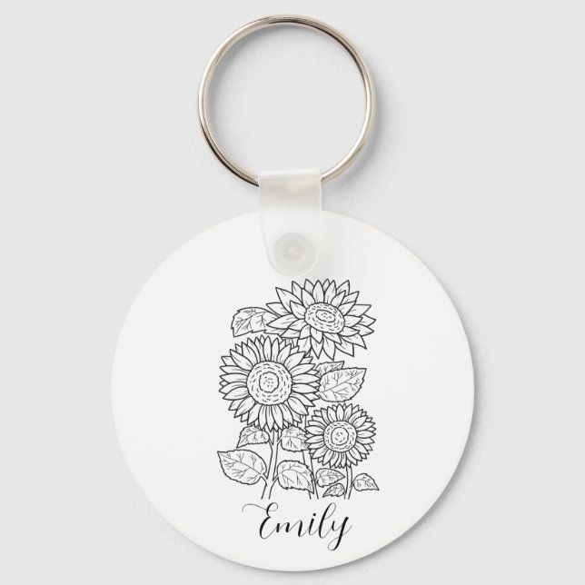 Birth Flower  - Personalized Birth Flower Keychain (Front)
