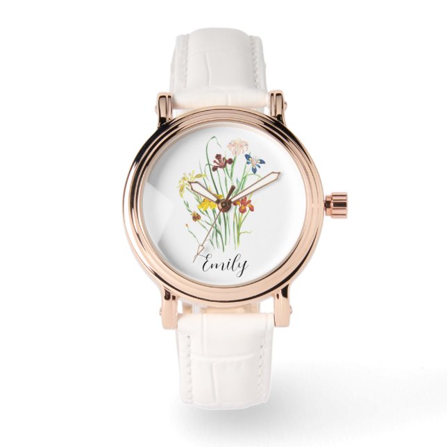 Birth Flower  - Personalized Birth Flower Watch (Front)
