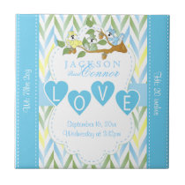 Birth Information - Pastel Blue Baby Squirrels Tile