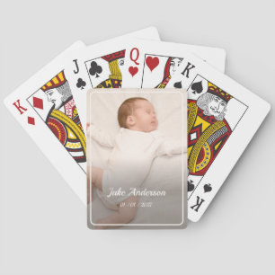 Birth Keepsake White Photo Name Date Poker Cards