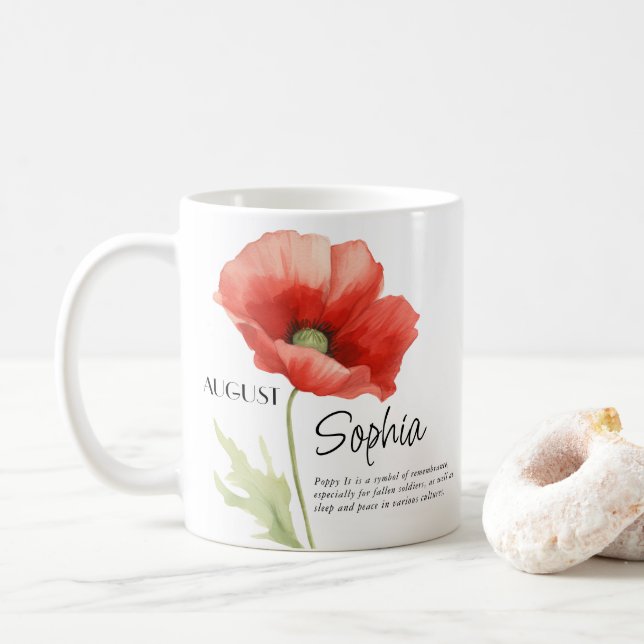  Birth Month August Flower Personalized Coffee Mug (With Donut)