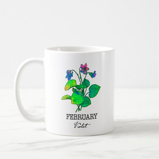 Birth Month February Violet Coffee Mug (Left)