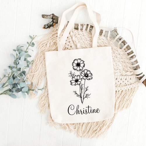 Birth Month Flower Aesthetic Women Mom Mothers Day Tote Bag