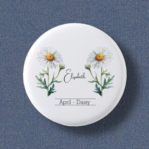 Birth Month Flower April Daisy Button