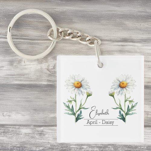 Birth Month Flower April Daisy Keychain