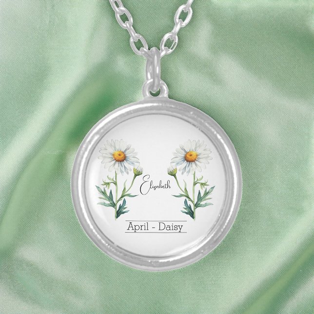 Birth Month Flower April Daisy  Silver Plated Necklace (Creator Uploaded)