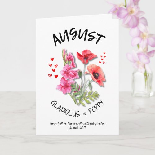 Birth Month Flower AUGUST Christian Birthday Card