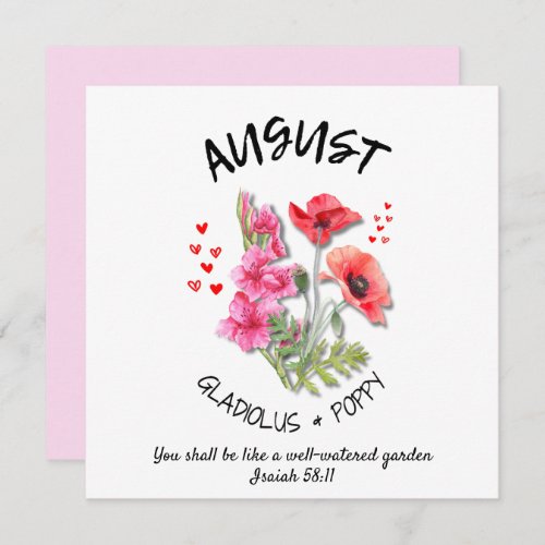 Birth Month Flower AUGUST Christian Birthday Card