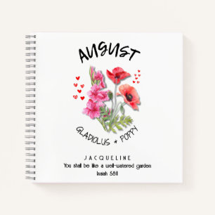 Birth Month Flower AUGUST Christian Birthday Notebook