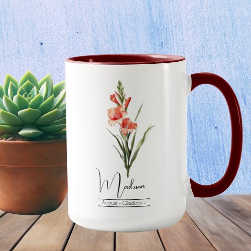 Birth Month Flower August Gladiolus Mug