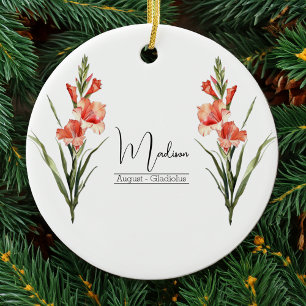 Birth Month Flower August Gladiolus Ornament