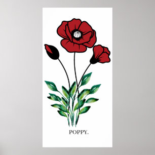 Birth Month Flower August Poppy Poster. Poster