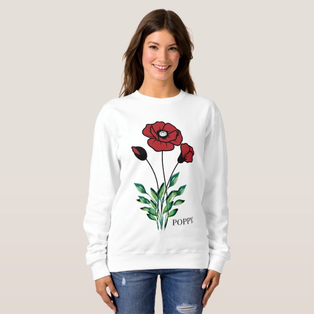 Birth Month Flower August Poppy  Sweatshirt (Front Full)