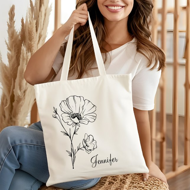 Birth Month Flower Birthday Women Mom Mothers Day Tote Bag (Creator Uploaded)