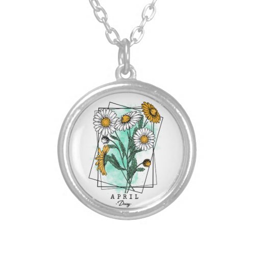 Birth Month Flower Born in April Daisy Flowers Silver Plated Necklace