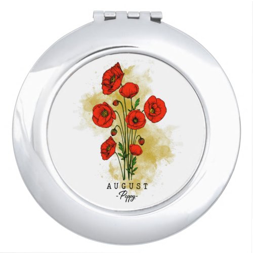 Birth Month Flower Born in August Poppy Flowers Compact Mirror