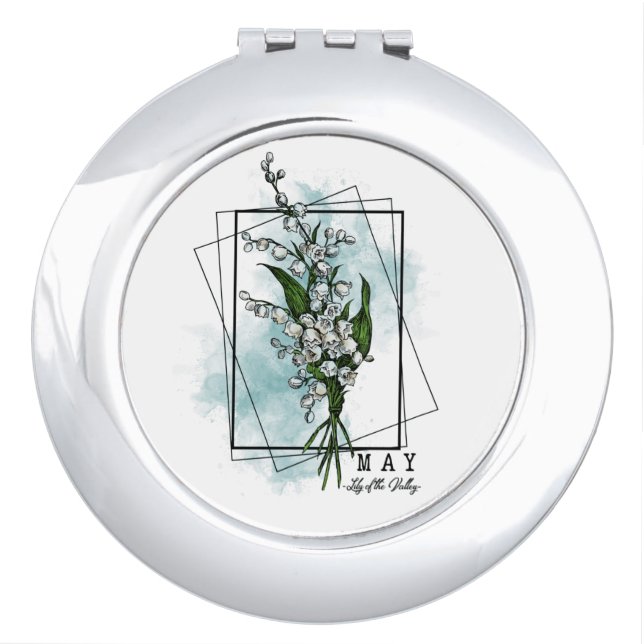 Birth Month Flower Born in May Lily of the Valley Compact Mirror (Front)