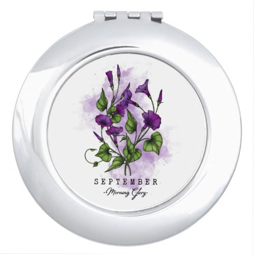 Birth Month Flower Born in September Morning Glory Compact Mirror
