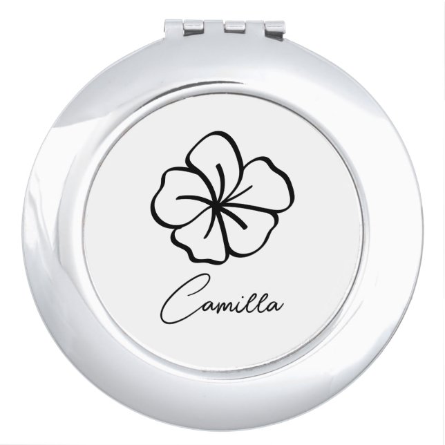 Birth Month Flower Compact Mirror, Personalized Co Mirror (Front)