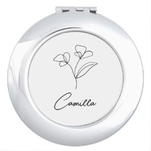 Birth Month Flower Compact Mirror, Personalized Co Mirror