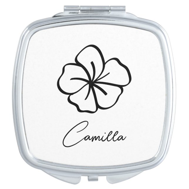 Birth Month Flower Compact Mirror, Personalized Co Mirror (Front)