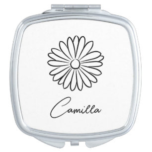 Birth Month Flower Compact Mirror, Personalized Co Mirror