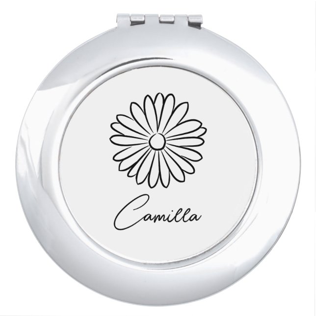 Birth Month Flower Compact Mirror, Personalized Co Mirror (Front)