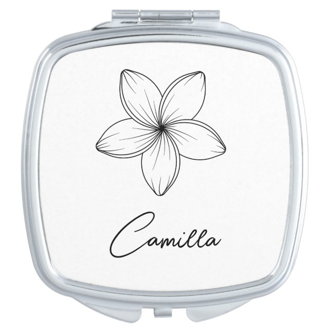 Birth Month Flower Compact Mirror, Personalized Co Mirror (Front)