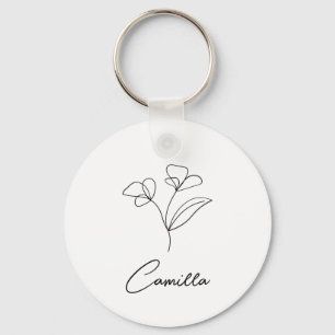 Birth Month Flower custom name, Personalized name, Keychain