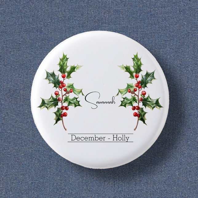 Birth Month Flower December Holly Button (Creator Uploaded)
