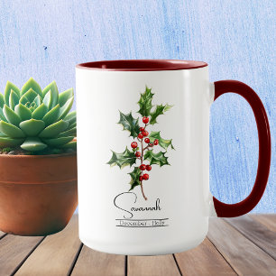 Birth Month Flower December Holly Mug